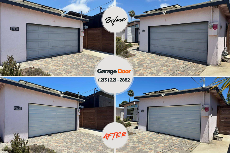 Before and after: garage door repair Shelton, CT
